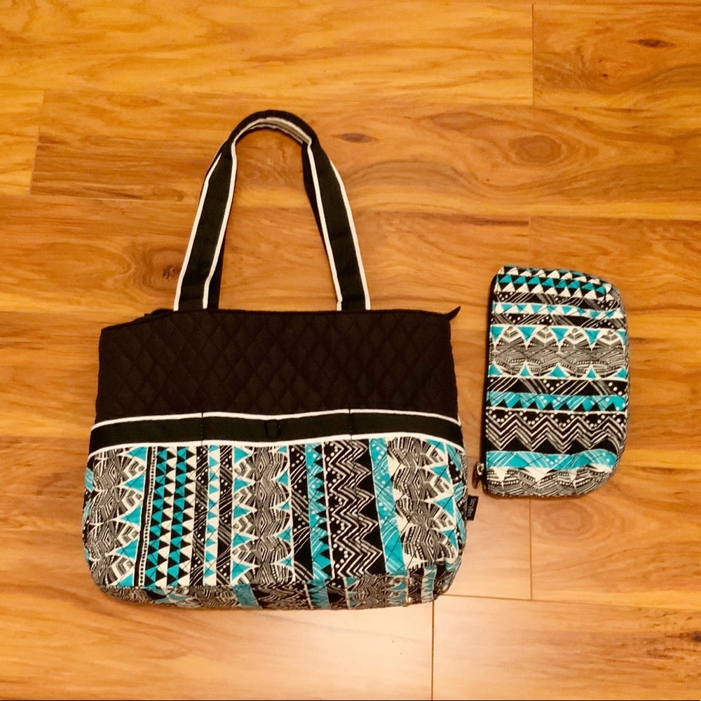 SazyBee Multicolored Tote and Mini Pouch